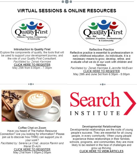 Virtual Sessions & Online Resources Flyer with Logos and a Latte