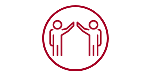 two people high-fiving icon, representing In-Centre Support