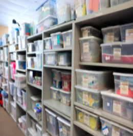 Resource Bins on the shelves