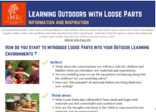 Learning Outdoor with Loose Parts inspiration sheet